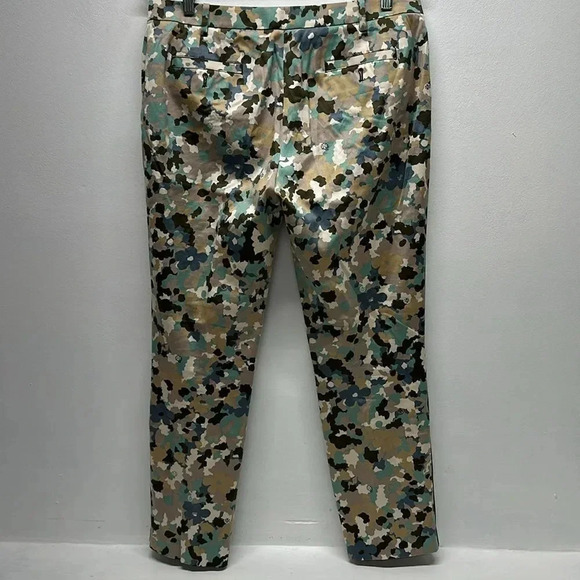 Tory Burch Dress Pants Floral Camouflage Colorful Cotton Stretch Logo Size 8 - Picture 5 of 12